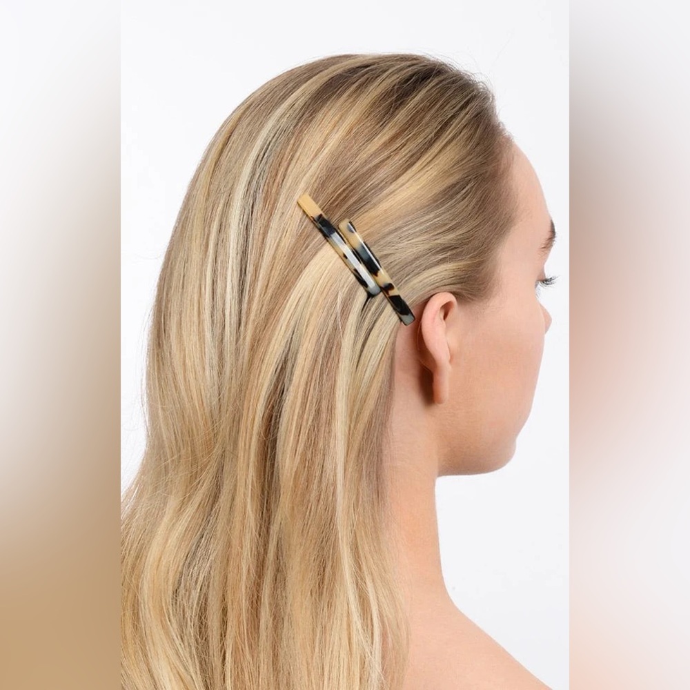 France Luxe Bobby Pin Pair on Gold Wire Set of 2 in Alba Ivory Gold - Picture 8 of 8
